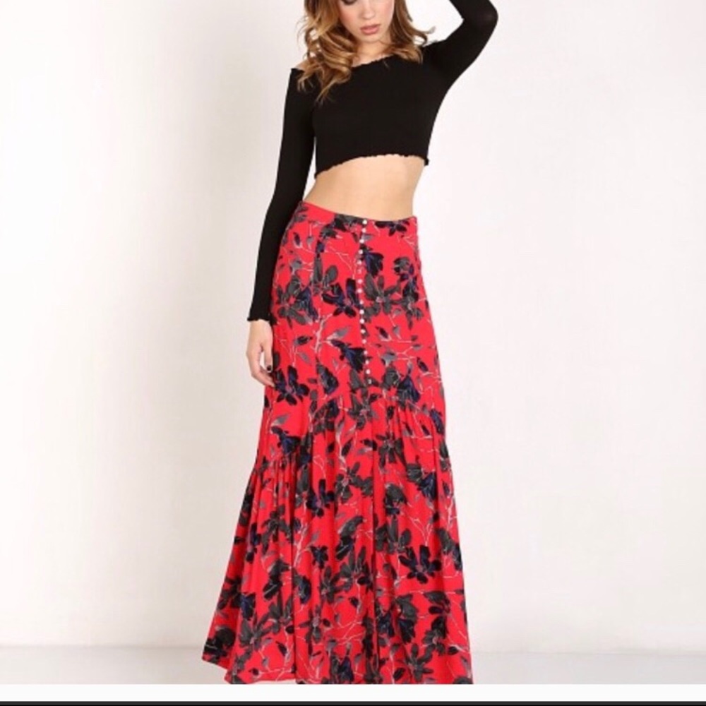 Free People Floral Maxi Skirt